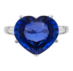 3 Stone Ring for 9.76ct Blue Heart Shape Sapphire
