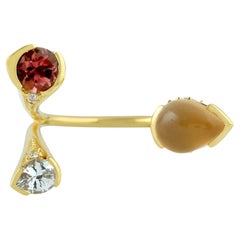 3 Steinring mit Diamanten aus 18 Karat Gelbgold