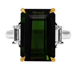 3 Stone Ring with Green Tourmaline