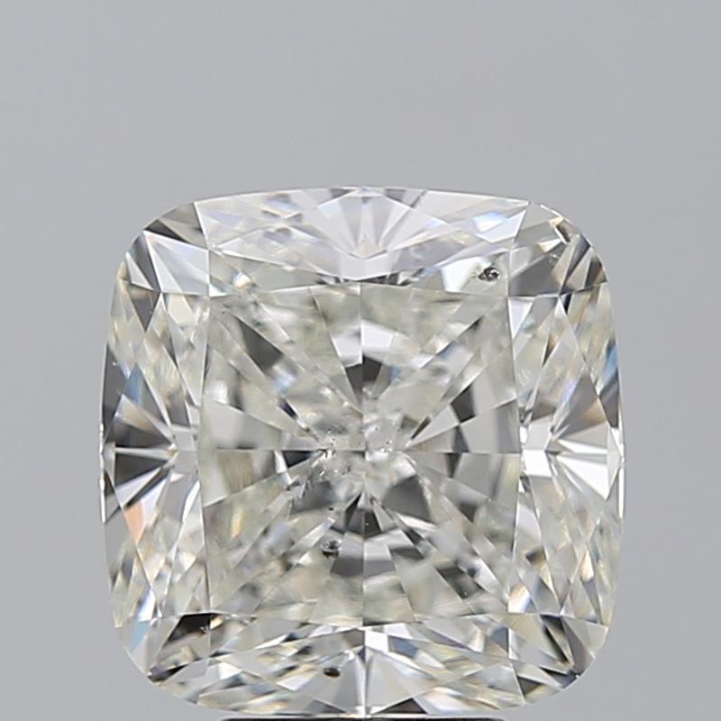 Donna Anello a 3 pietre con diamante centrale con taglio a cuscino J/SI2 GIA e lati a cuscino. D8.19ct. in vendita