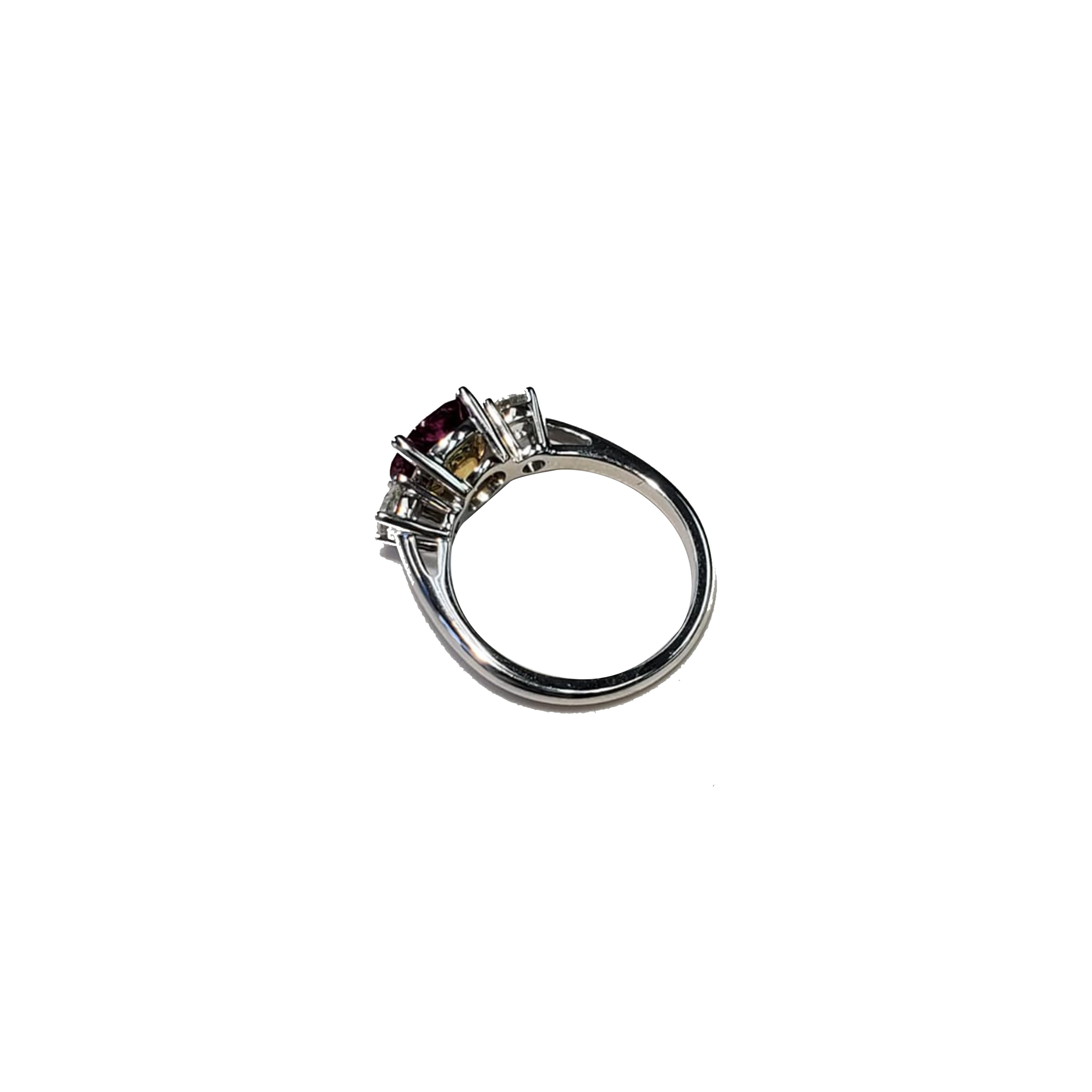 Women's 3 Stone Round Ruby Fashion Ring with White Diamonds