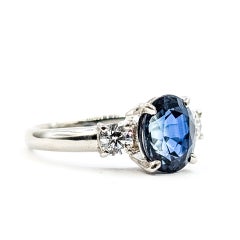 3-stone Sapphire & Diamond Ring in platinum