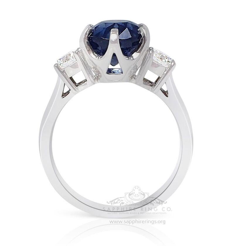 3 Stone Sapphire Platinum Ring, 3.50ct Unheated Ceylon Sapphire GIA Certified In New Condition For Sale In Tampa, FL