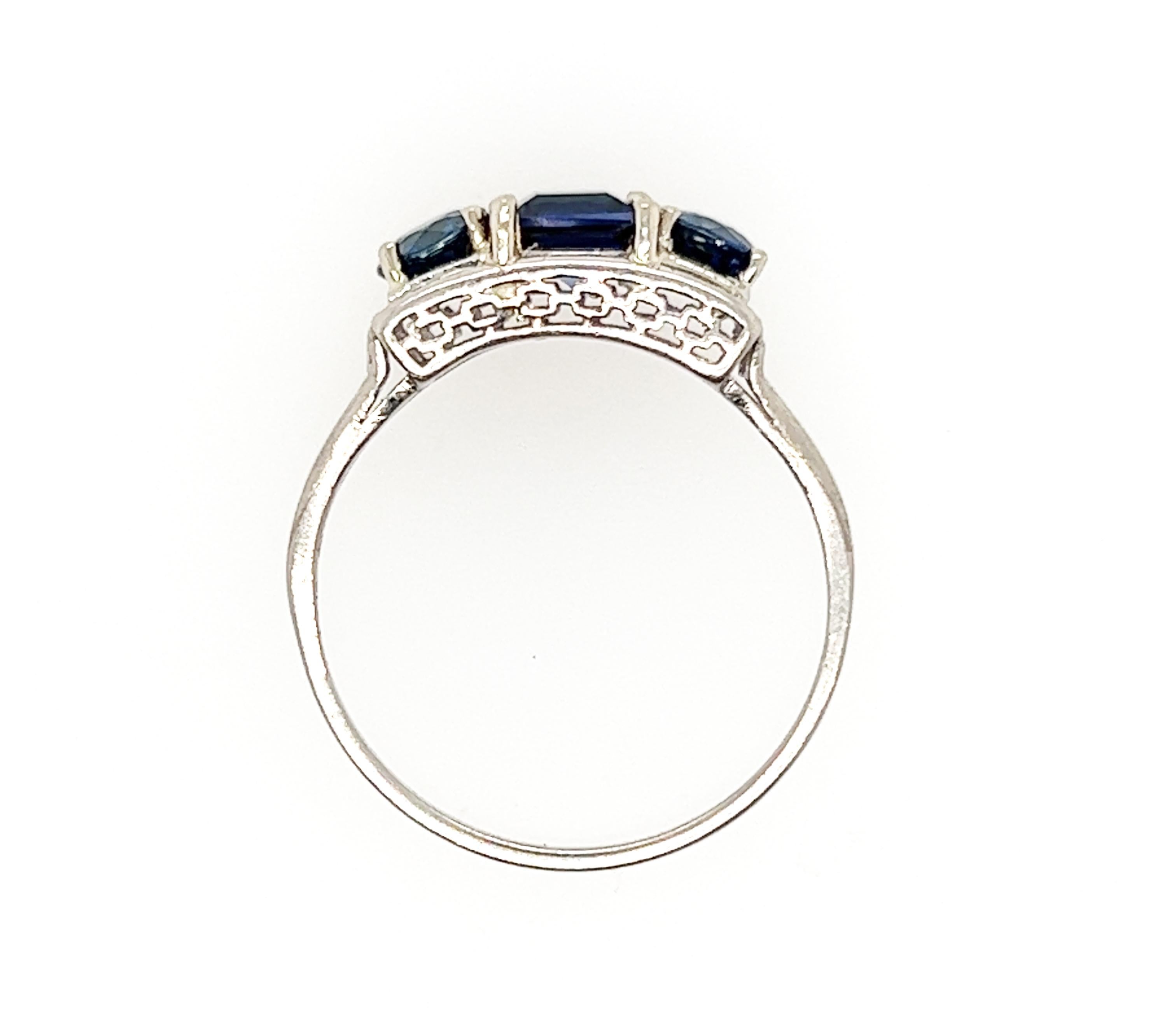 Genuine Original Edwardian Antique from 1900's 3 Stone Sapphire Ring 2.10ct Asscher and Round Cut Platinum  


Features a 1.00ct  Natural Asscher Cut Vibrant Blue Sapphire Center Gemstone 

Accompanied by a Perfect Matching Set of Round Cut