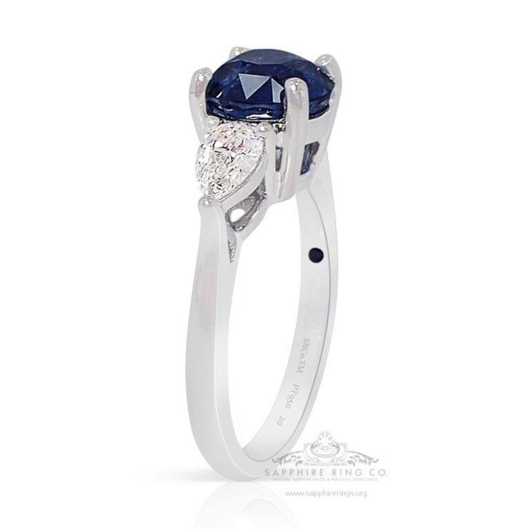3 Stone Sapphire Ring, 3.05ct Natural Ceylon Sapphire PT 950 GIA Certified x 3 In New Condition For Sale In Tampa, FL