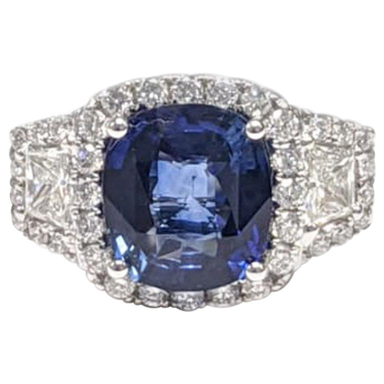 GIA Certified Sapphire White Diamond Ring 18k  Wt. Gold