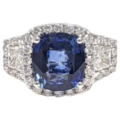 Antique GIA Certified Sapphire White Diamond Ring 18k  Wt. Gold