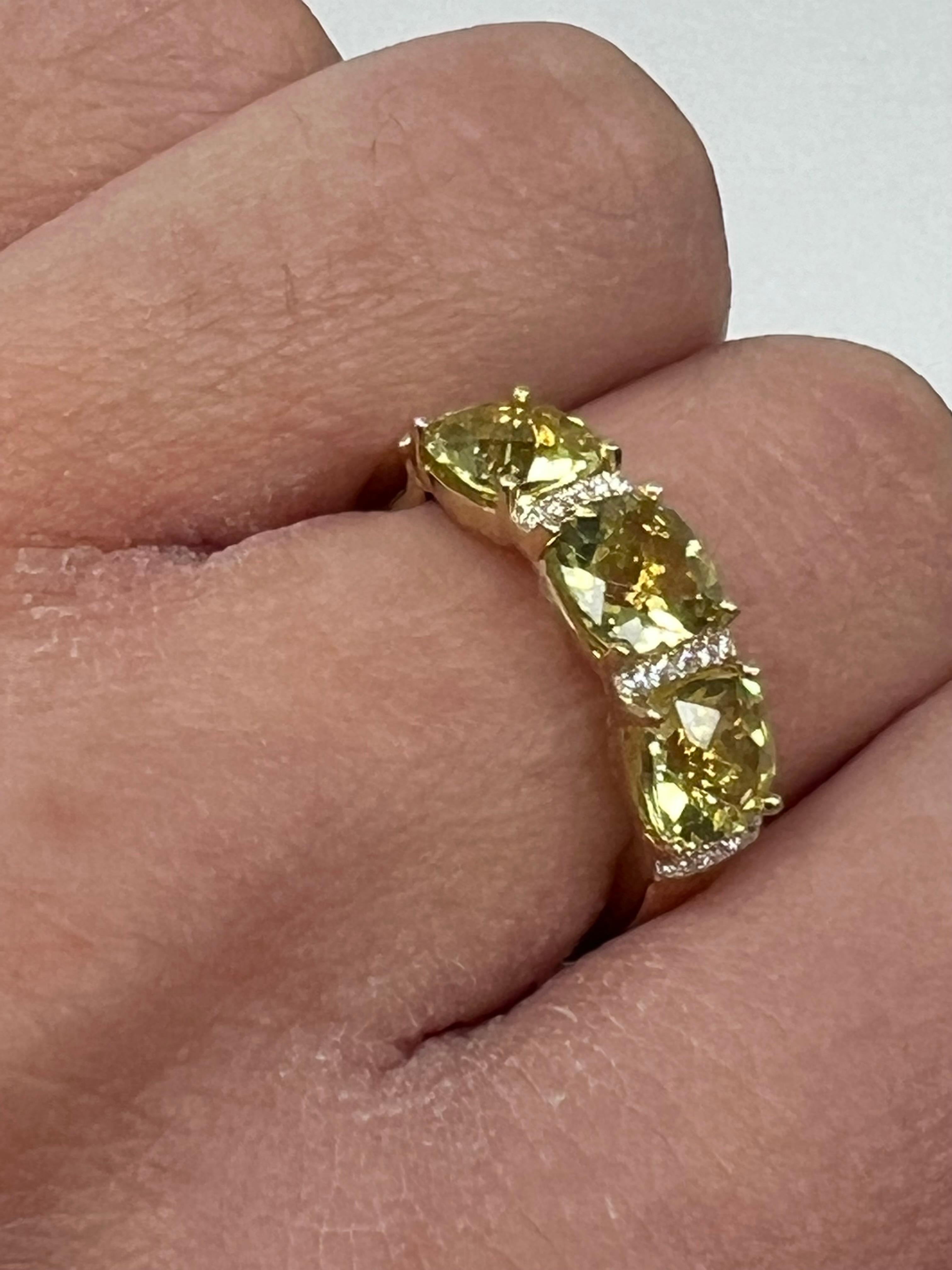 Modern 3 Stone Semi-Precious Ring For Sale
