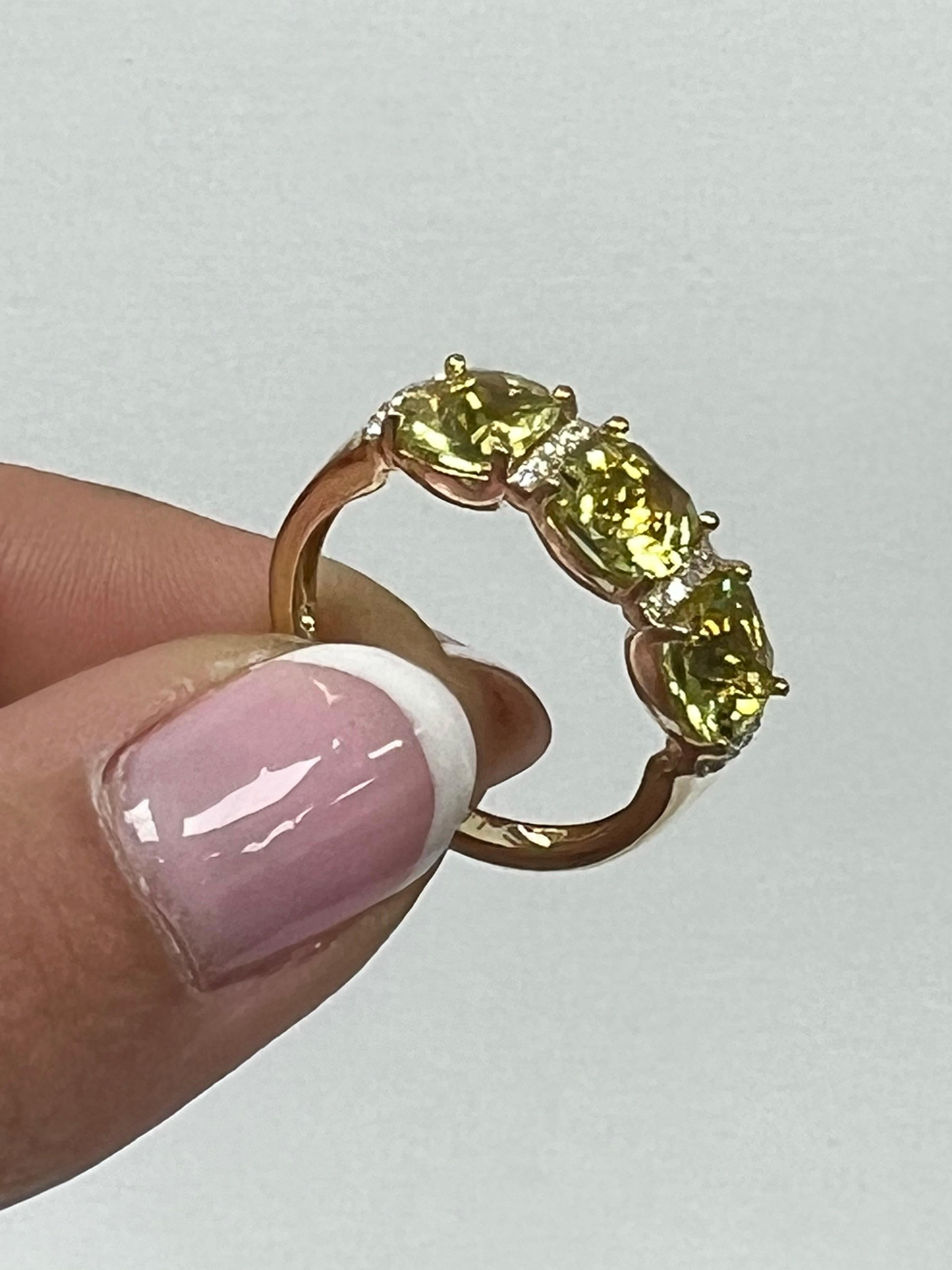 Emerald Cut 3 Stone Semi-Precious Ring For Sale