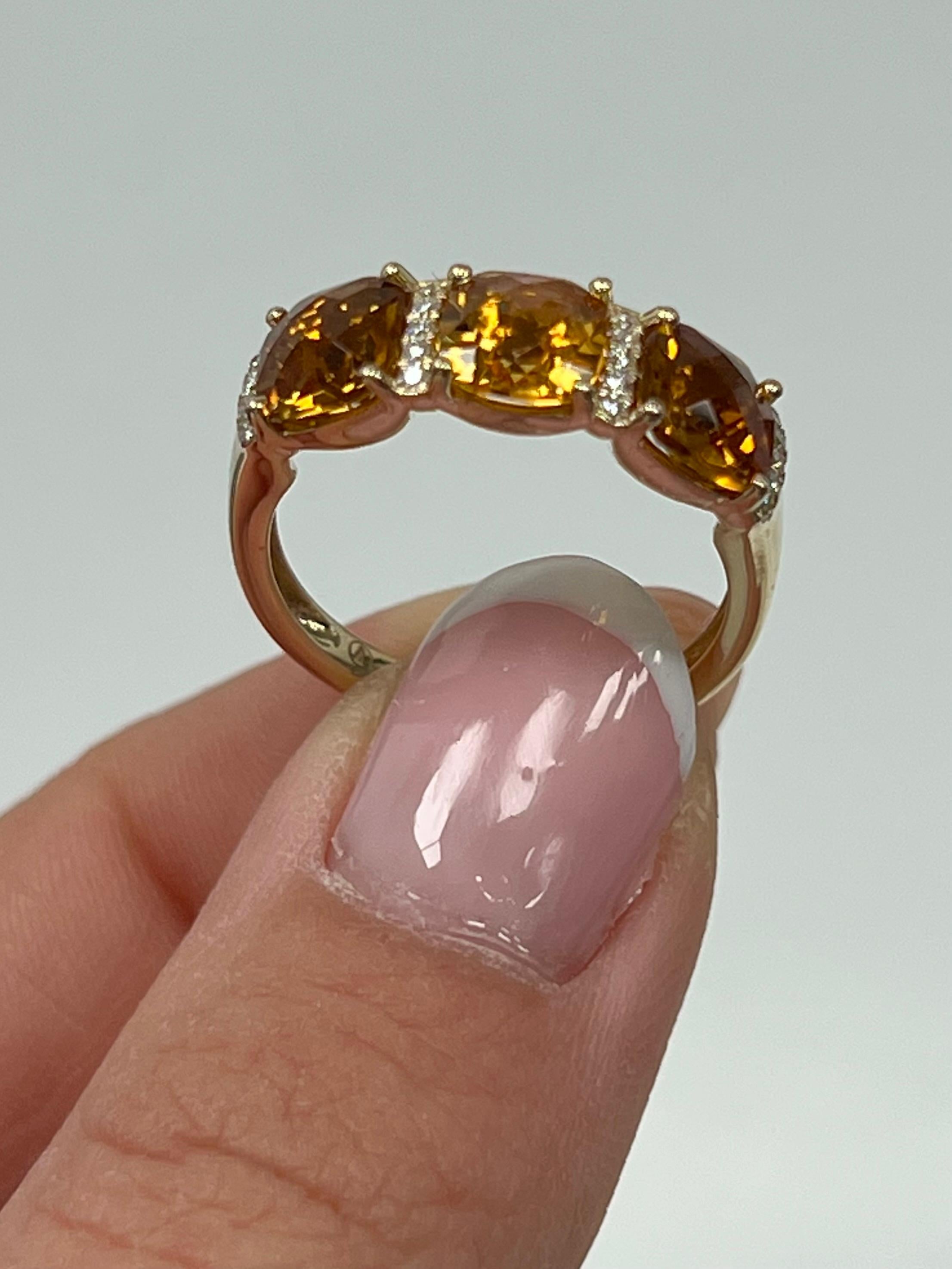 Emerald Cut 3 Stone Semi-Precious Ring For Sale