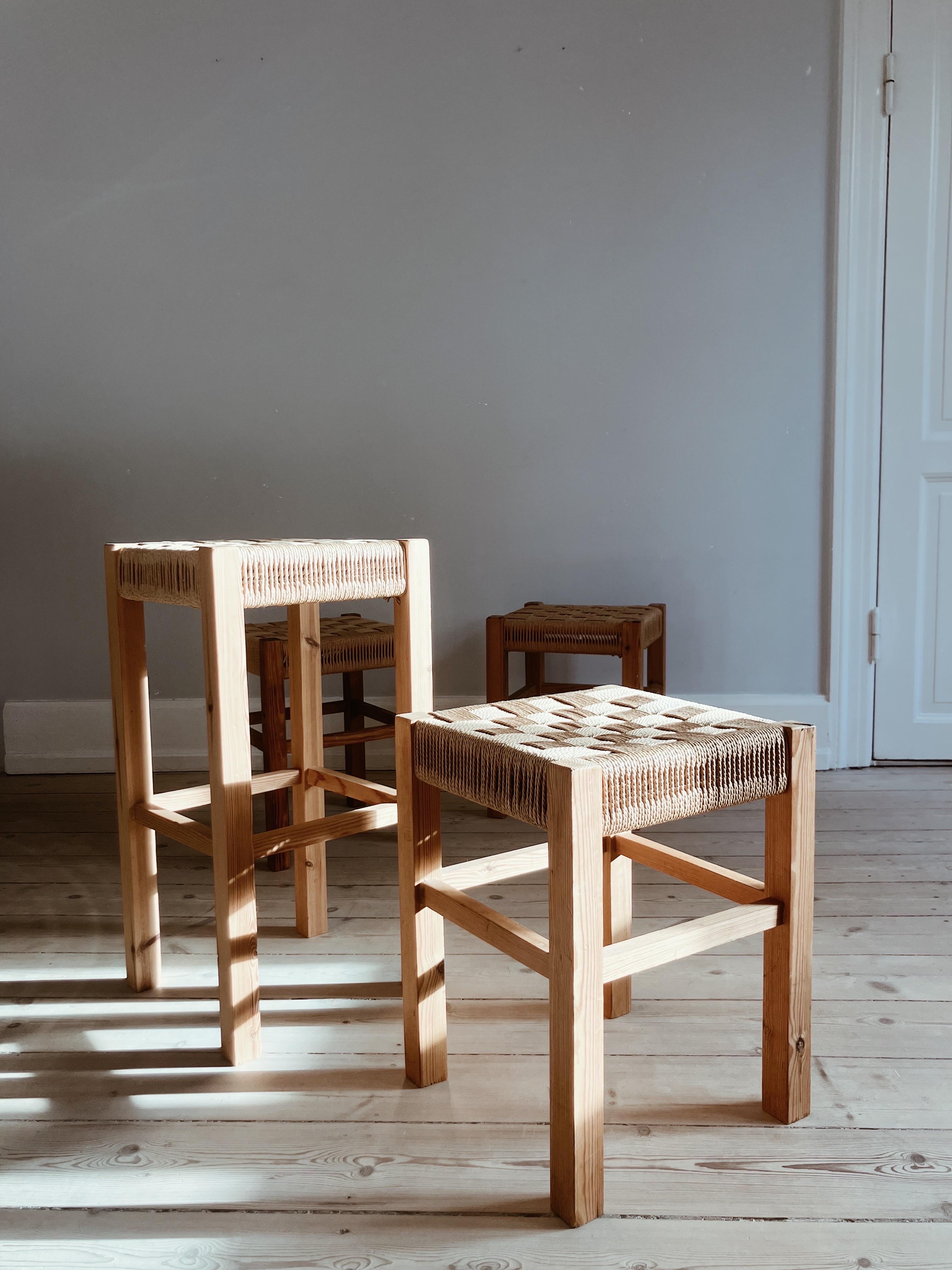 Hand-Woven 3 stools For Sale