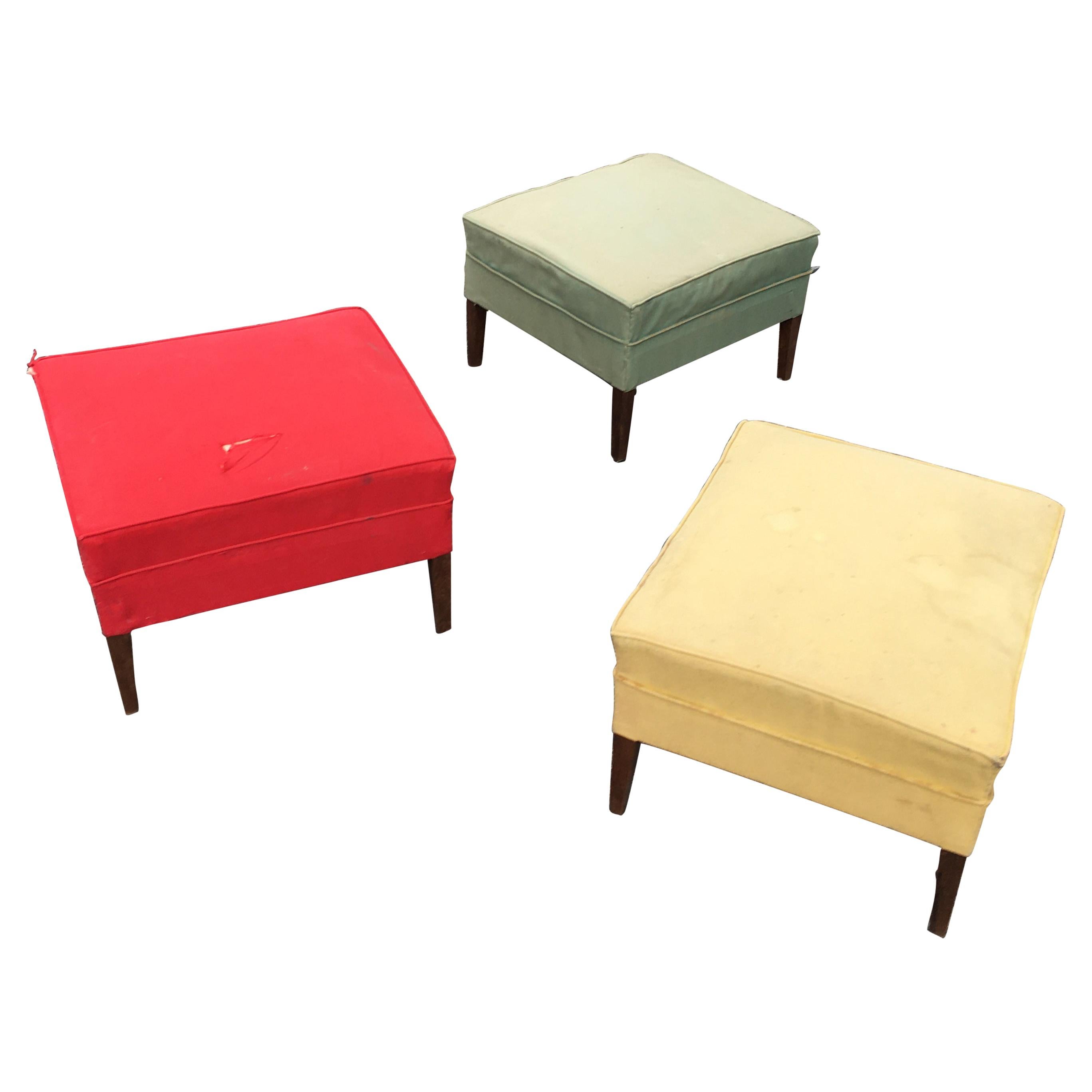 3 Stools from the French Reconstruction Period, circa 1950 Fabric to Change For Sale