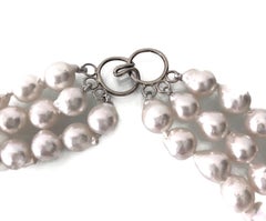 3-Strand Baroque Akoya Nested Pearl Necklace with an 18 Karat Whiite Gold Clasp