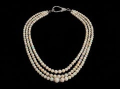 3 Strand Ethiopian Opal Necklace with Diamonds & Silver
