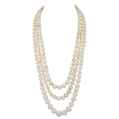 3 Strand Graduated White Coral Necklace