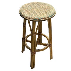 3-Strand Rattan Barstool w/ Multi-color Woven Seat