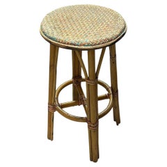 3-Strand Rattan Barstool w/ Multi-color Woven Seat