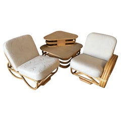 3-Strand "Reverse Pretzel" 2-Seat Sectional Rattan Corner Sofa with Side Table