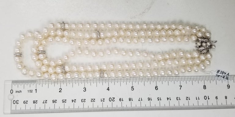 3 Strands of Fresh Water Cultured Pearls with 14k Diamond 2.16cts ...
