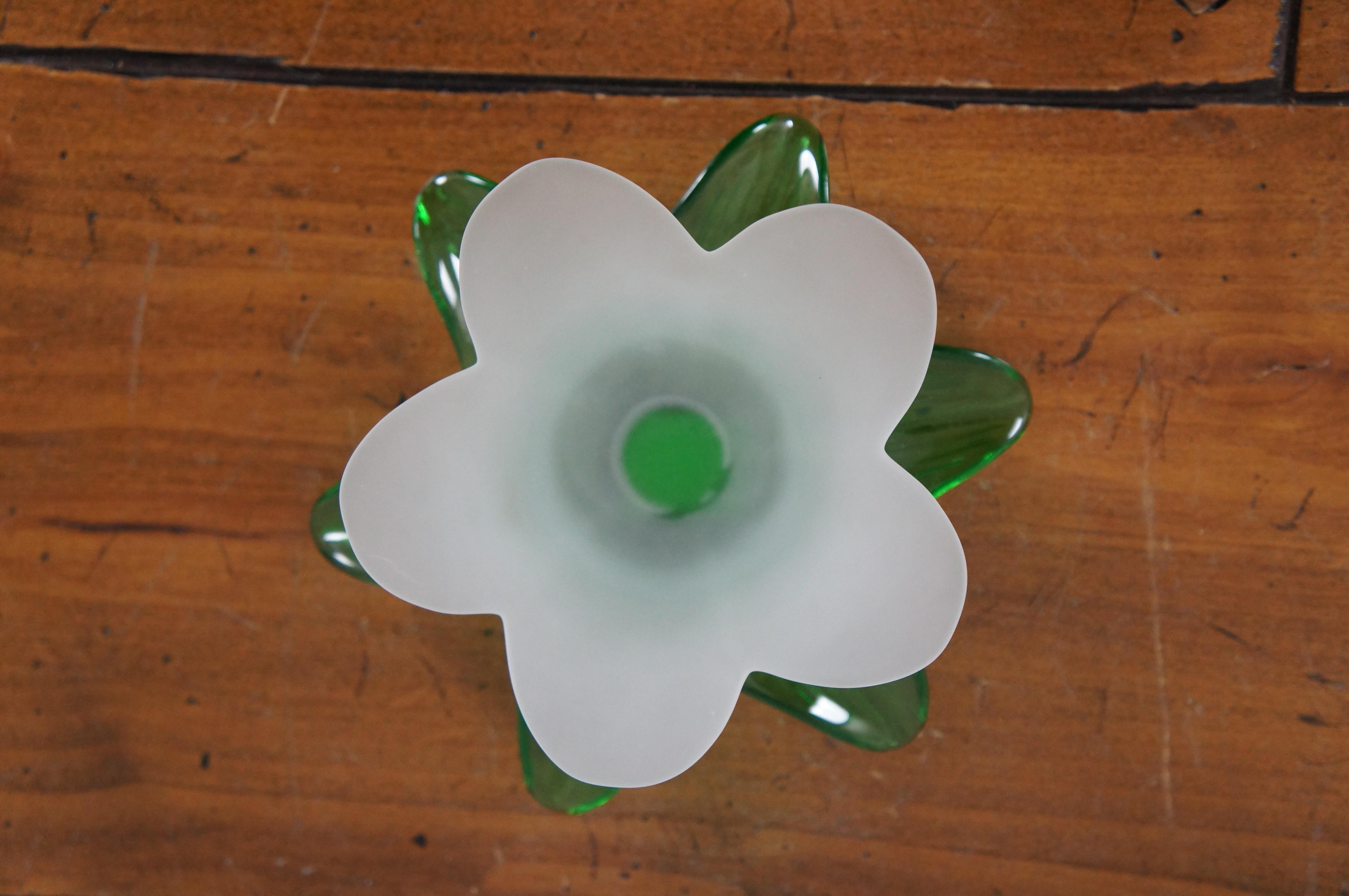 20th Century 3 Studio Nova Portugal Frosted Glass White Tulip Votive Vase Candle Holders 8