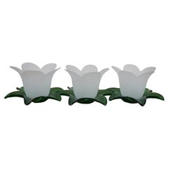 3 Bougeoirs en verre dépoli Nova Portugal Tulipe blanche Vase Votive 8"