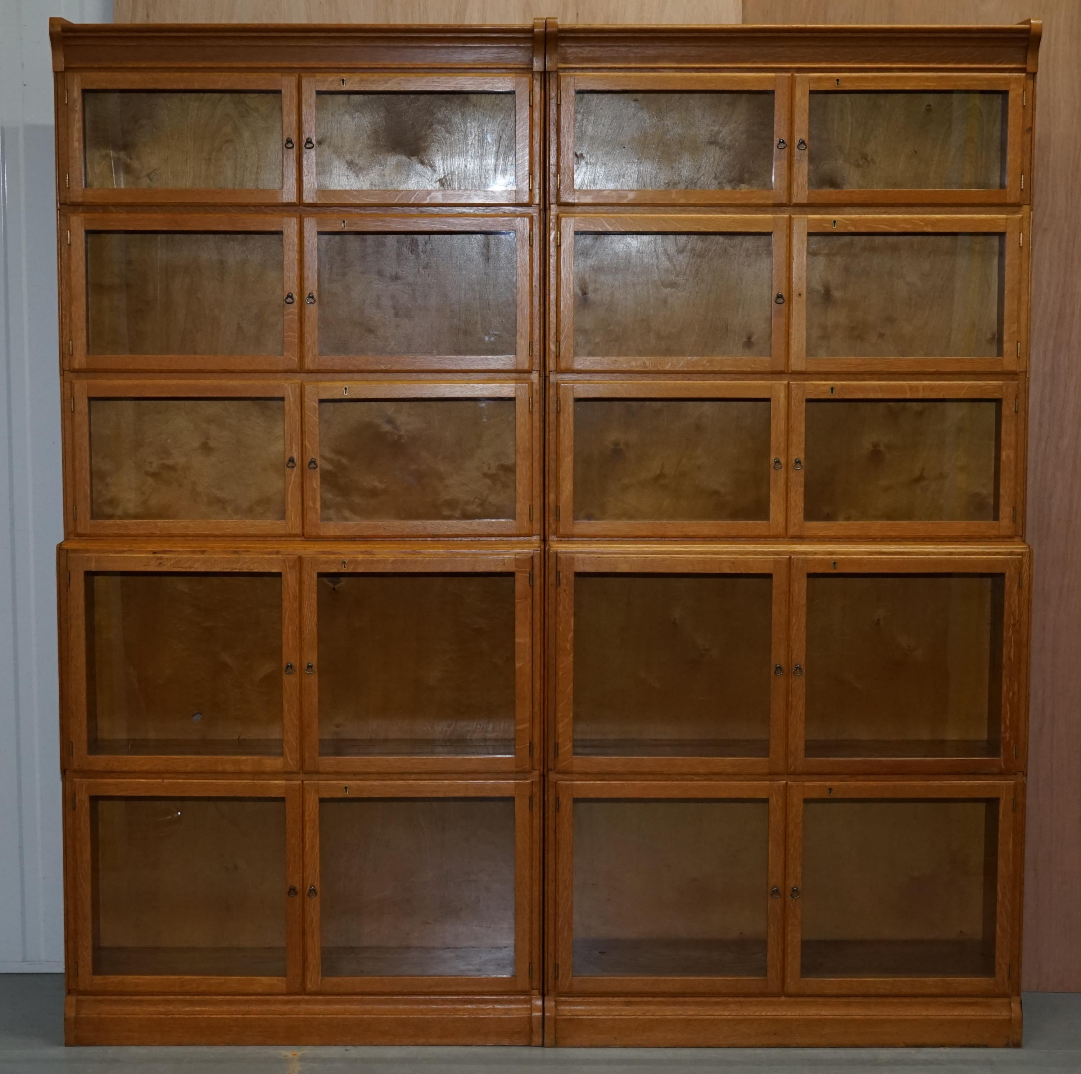Hand-Crafted 3 Stunning Very Rare 1900 Minty Oxford Library Stacking Bookcases Globe Wernicke