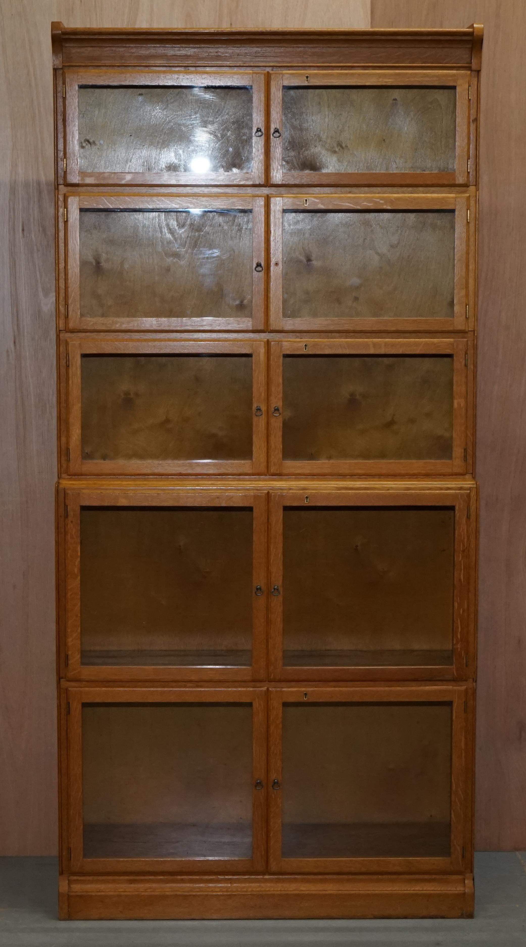 Glass 3 Stunning Very Rare 1900 Minty Oxford Library Stacking Bookcases Globe Wernicke
