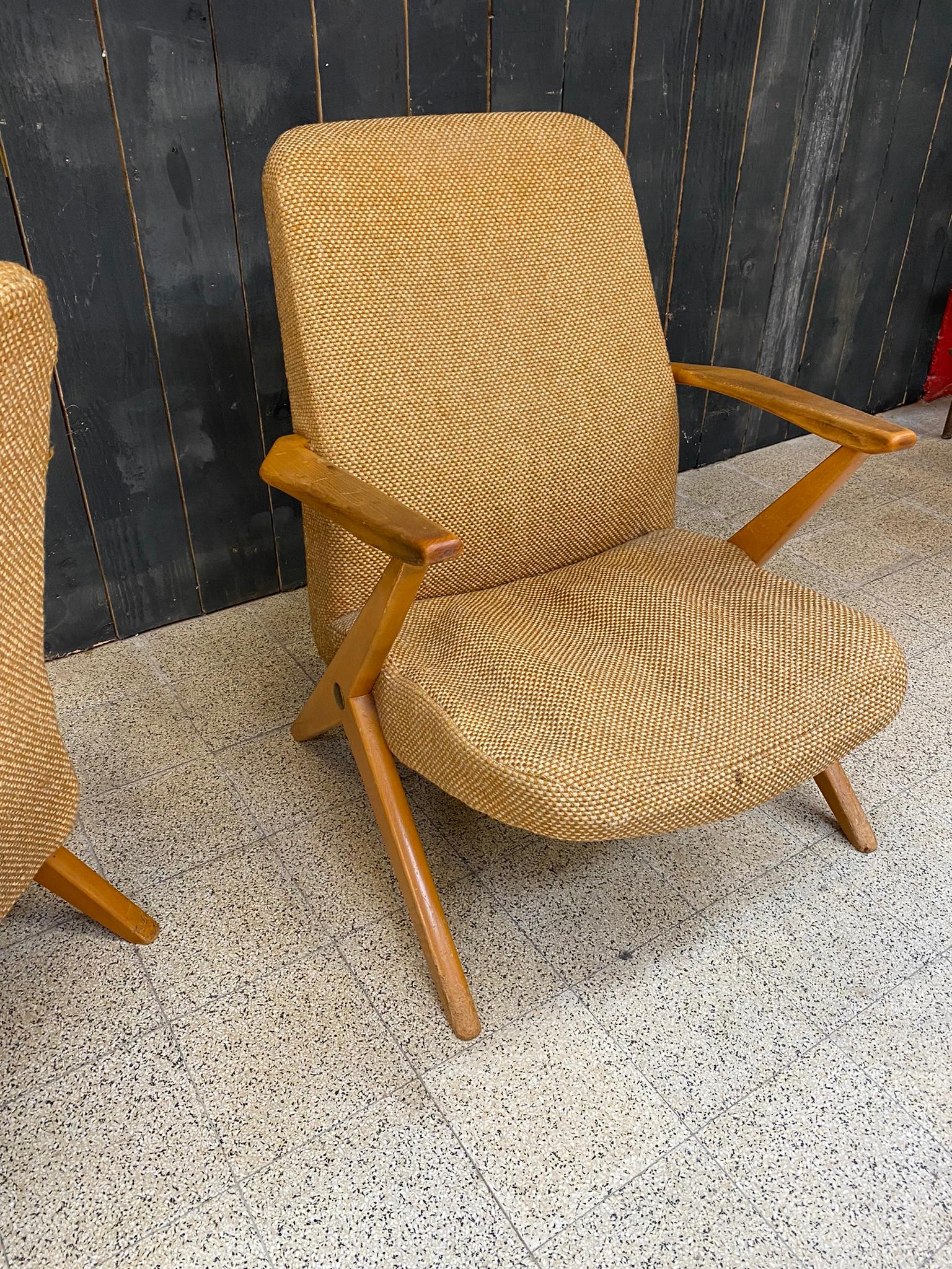 3 system armchairs, attributed to Cees Braakman, Edition Pastoe circa 1950/1960 For Sale 8