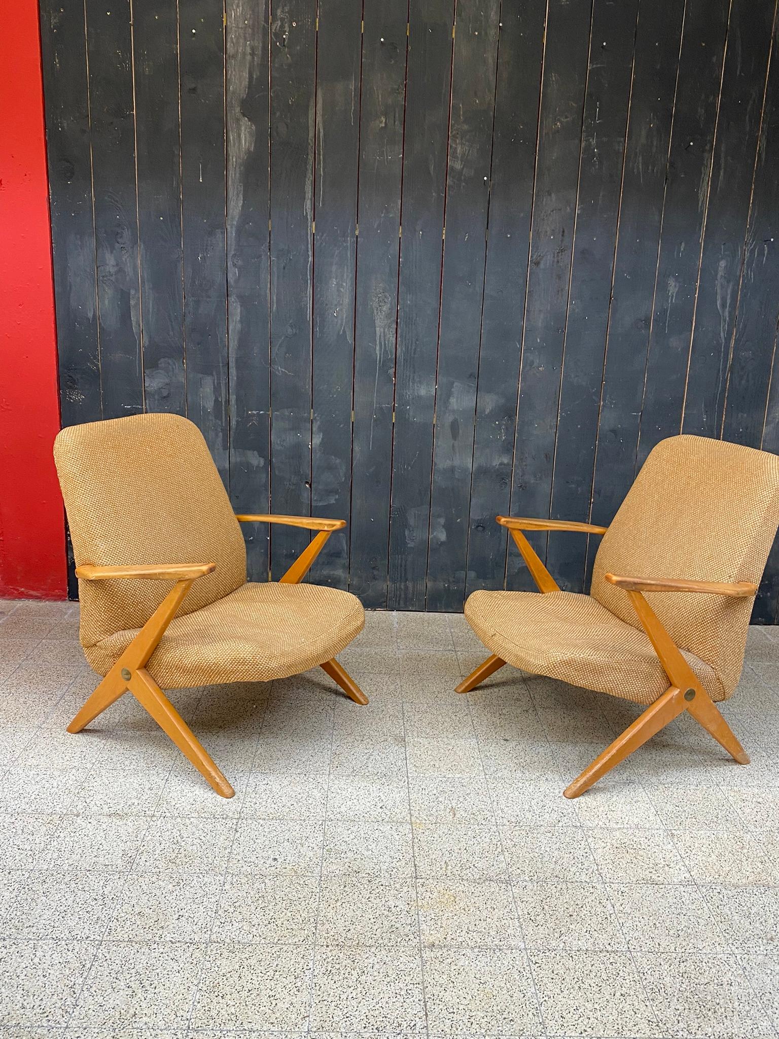Dutch 3 system armchairs, attributed to Cees Braakman, Edition Pastoe circa 1950/1960 For Sale