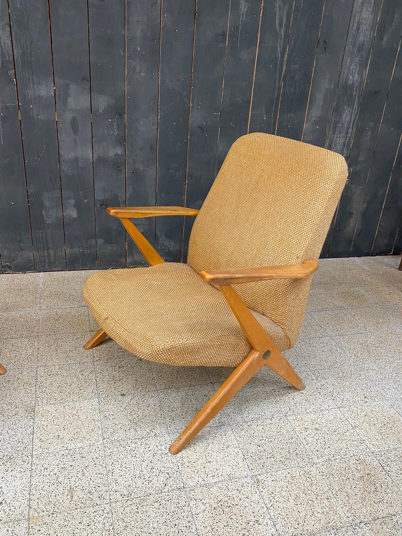 Mid-20th Century 3 system armchairs, attributed to Cees Braakman, Edition Pastoe circa 1950/1960 For Sale