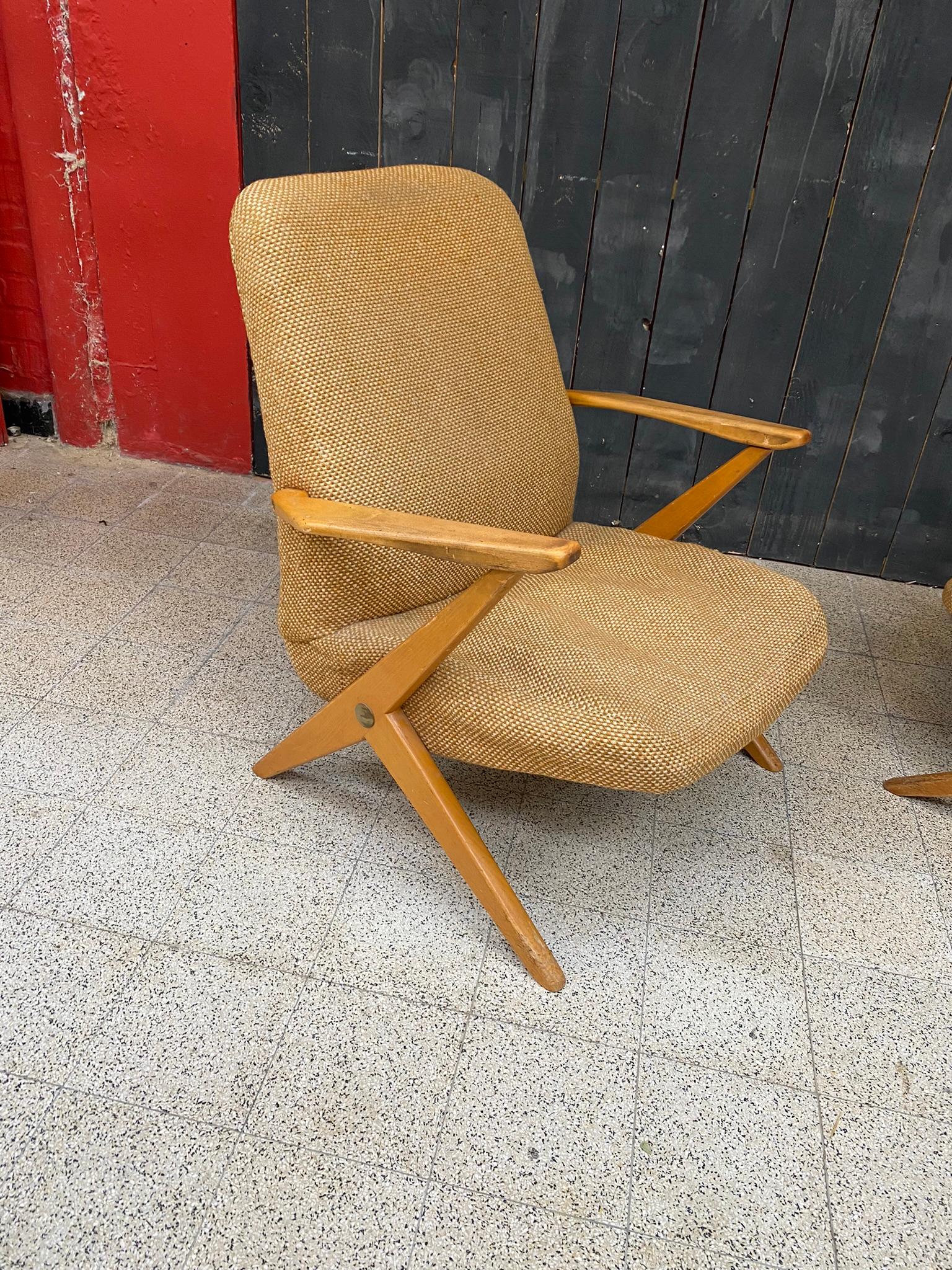 3 system armchairs, attributed to Cees Braakman, Edition Pastoe circa 1950/1960 For Sale 1