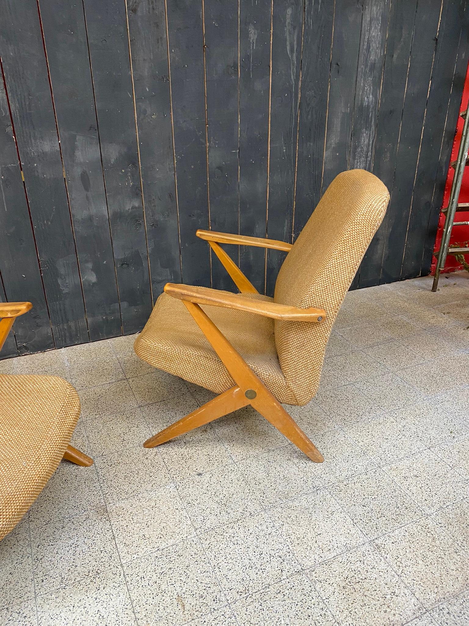 3 system armchairs, attributed to Cees Braakman, Edition Pastoe circa 1950/1960 For Sale 2
