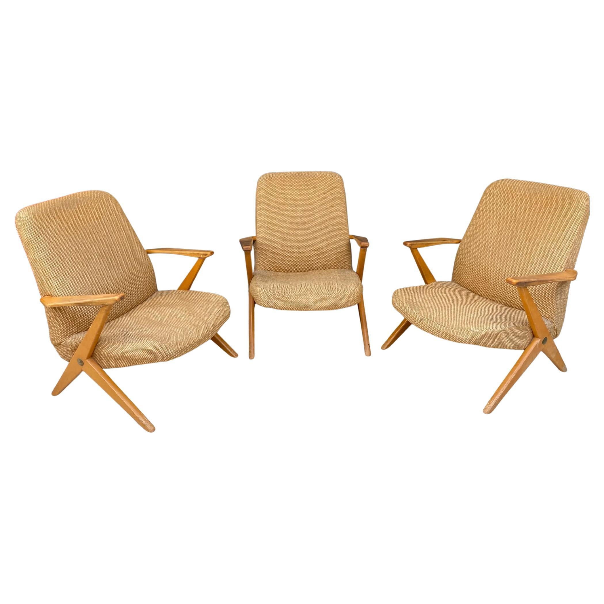 3 system armchairs, attributed to Cees Braakman, Edition Pastoe circa 1950/1960