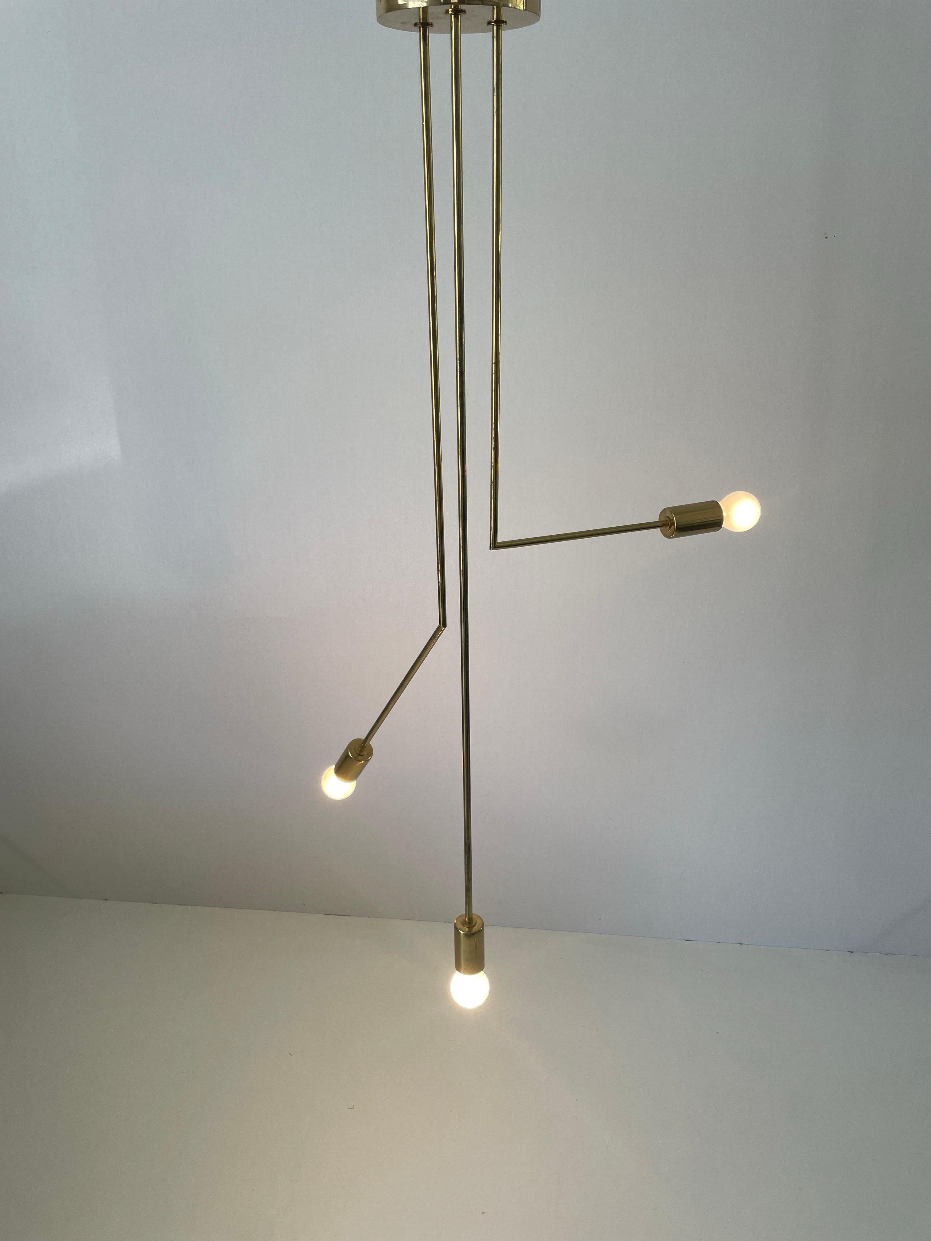 Lámpara de techo empotrada Sputnik de latón de diseño italiano armada de 3 alturas, años 70, Italia en venta 4