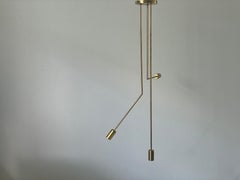3-tall Armed Italian Design Brass Sputnik Flush Mount Ceiling Lamp, 1970s, Italy