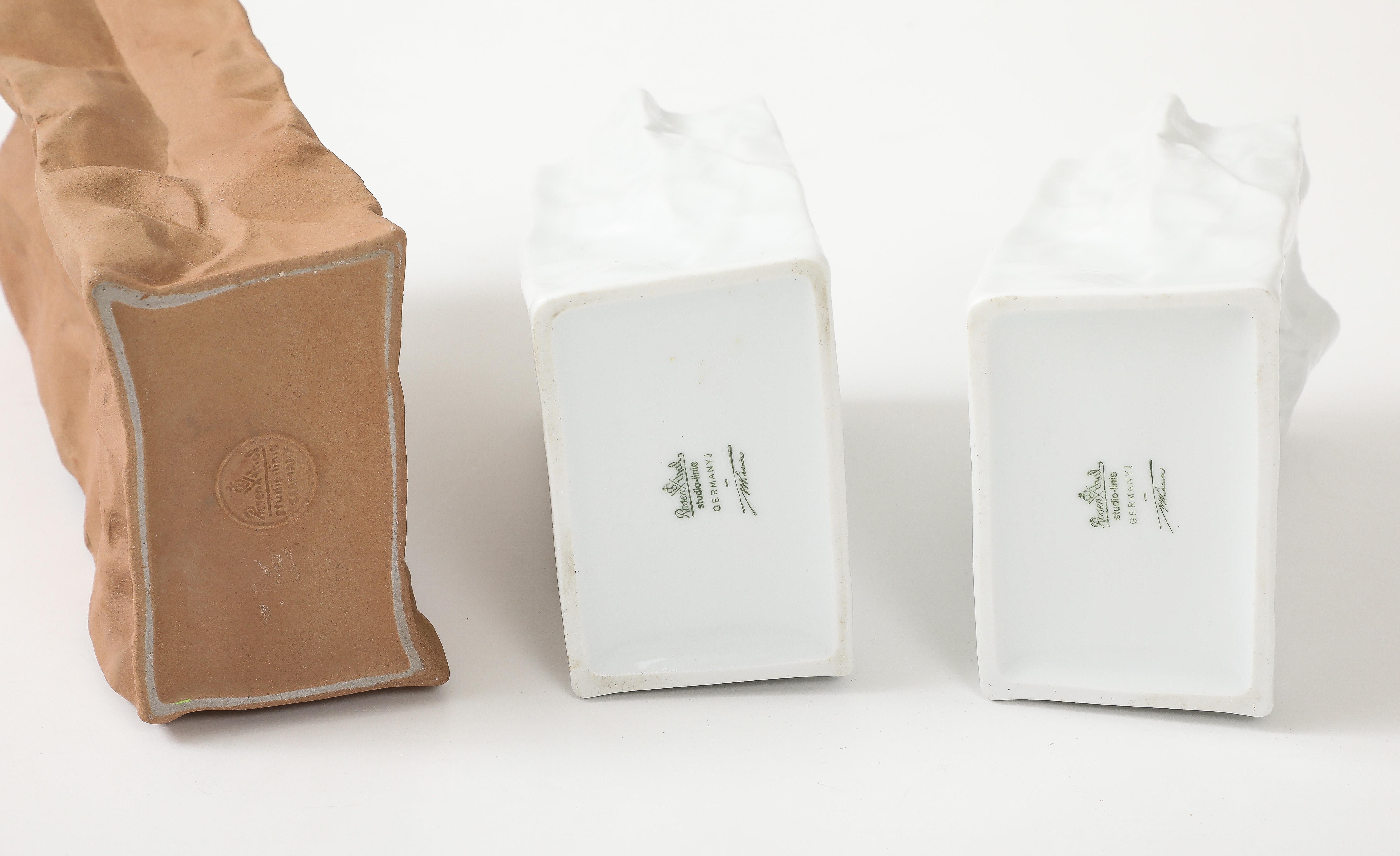 3 Tapio Wirkkala, Rosenthal Paper Bag Vases, 1970s For Sale 5