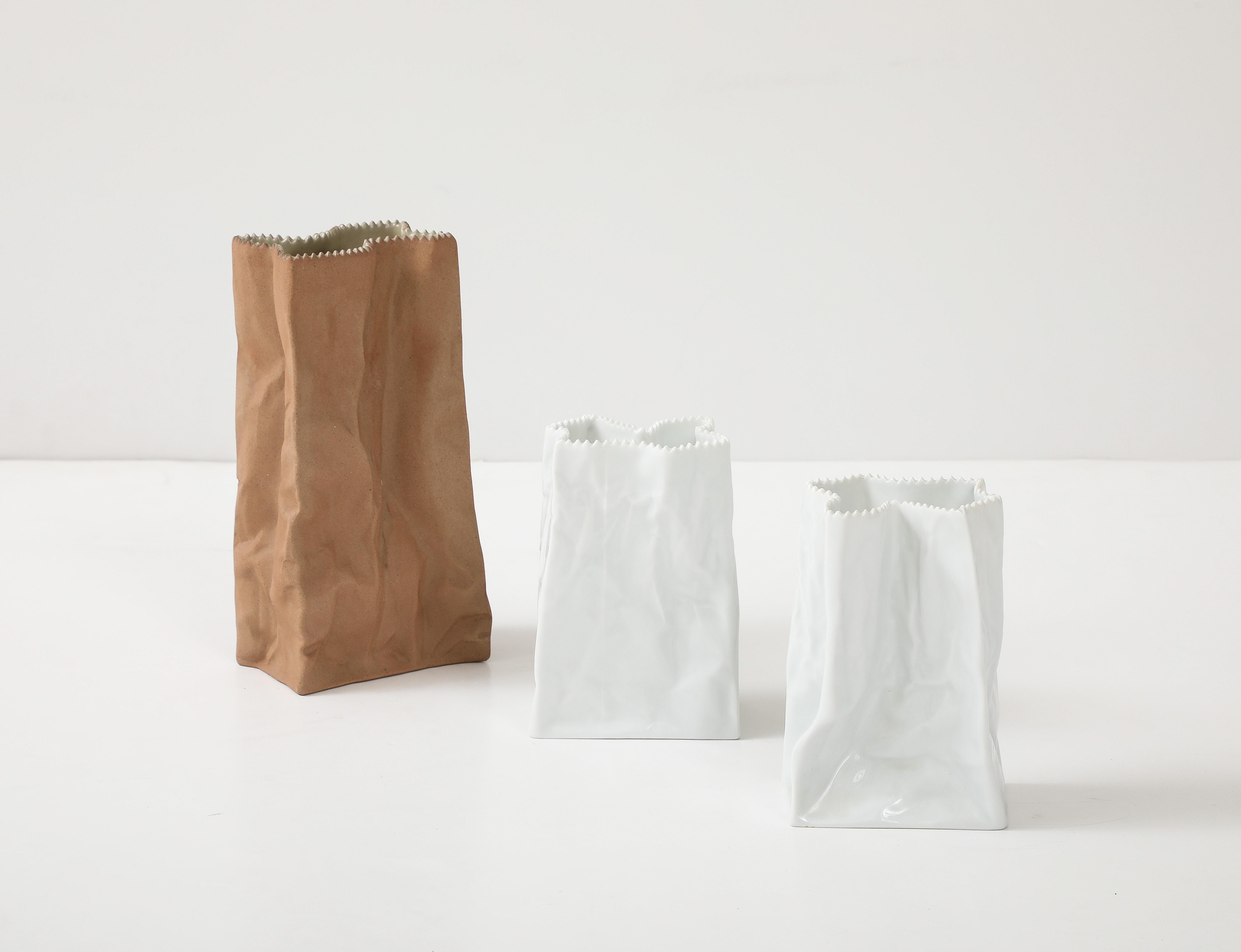 3 Tapio Wirkkala, Rosenthal Paper Bag Vases, 1970s In Excellent Condition For Sale In New York, NY