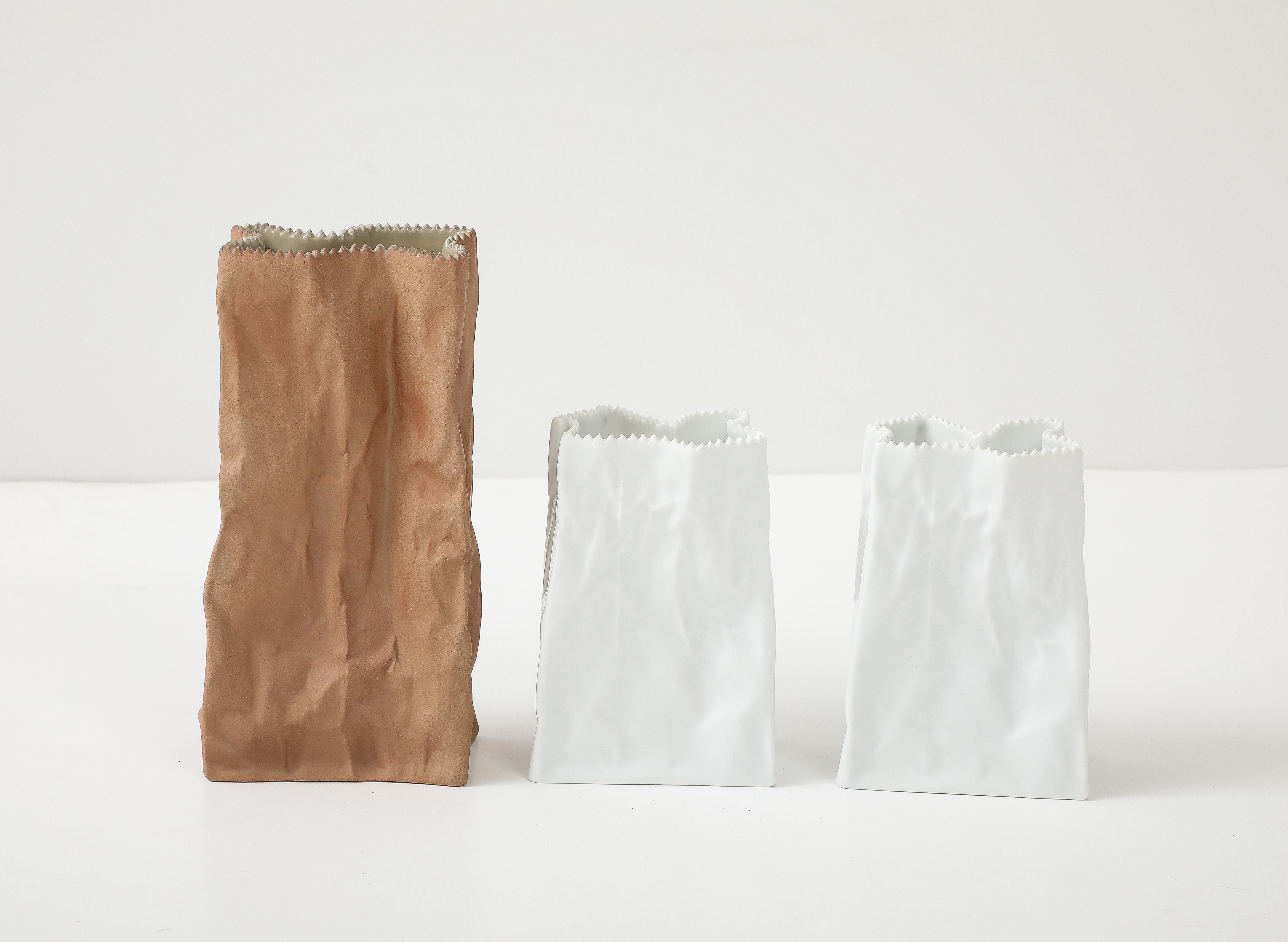 20th Century 3 Tapio Wirkkala, Rosenthal Paper Bag Vases, 1970s For Sale
