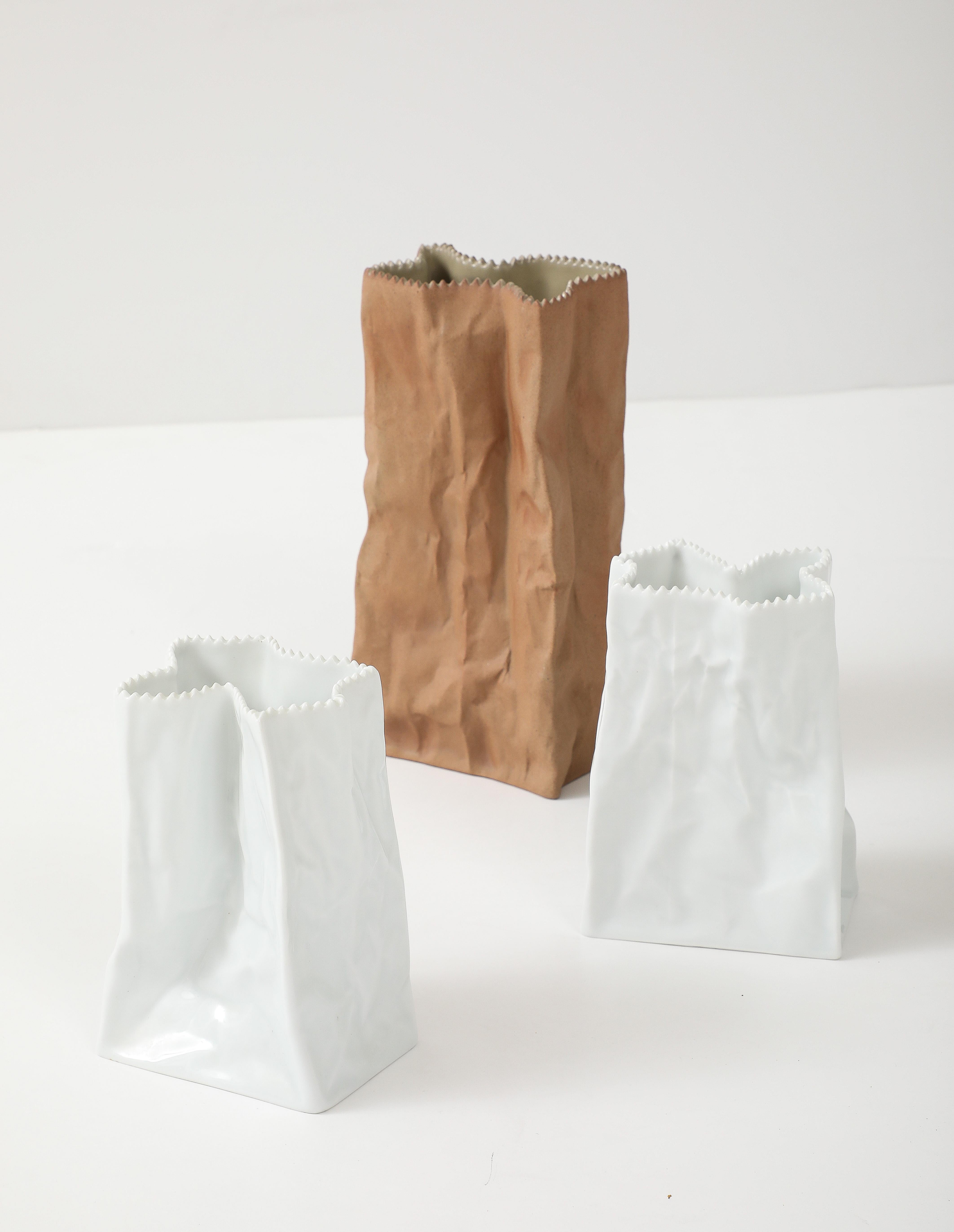 Porcelain 3 Tapio Wirkkala, Rosenthal Paper Bag Vases, 1970s For Sale