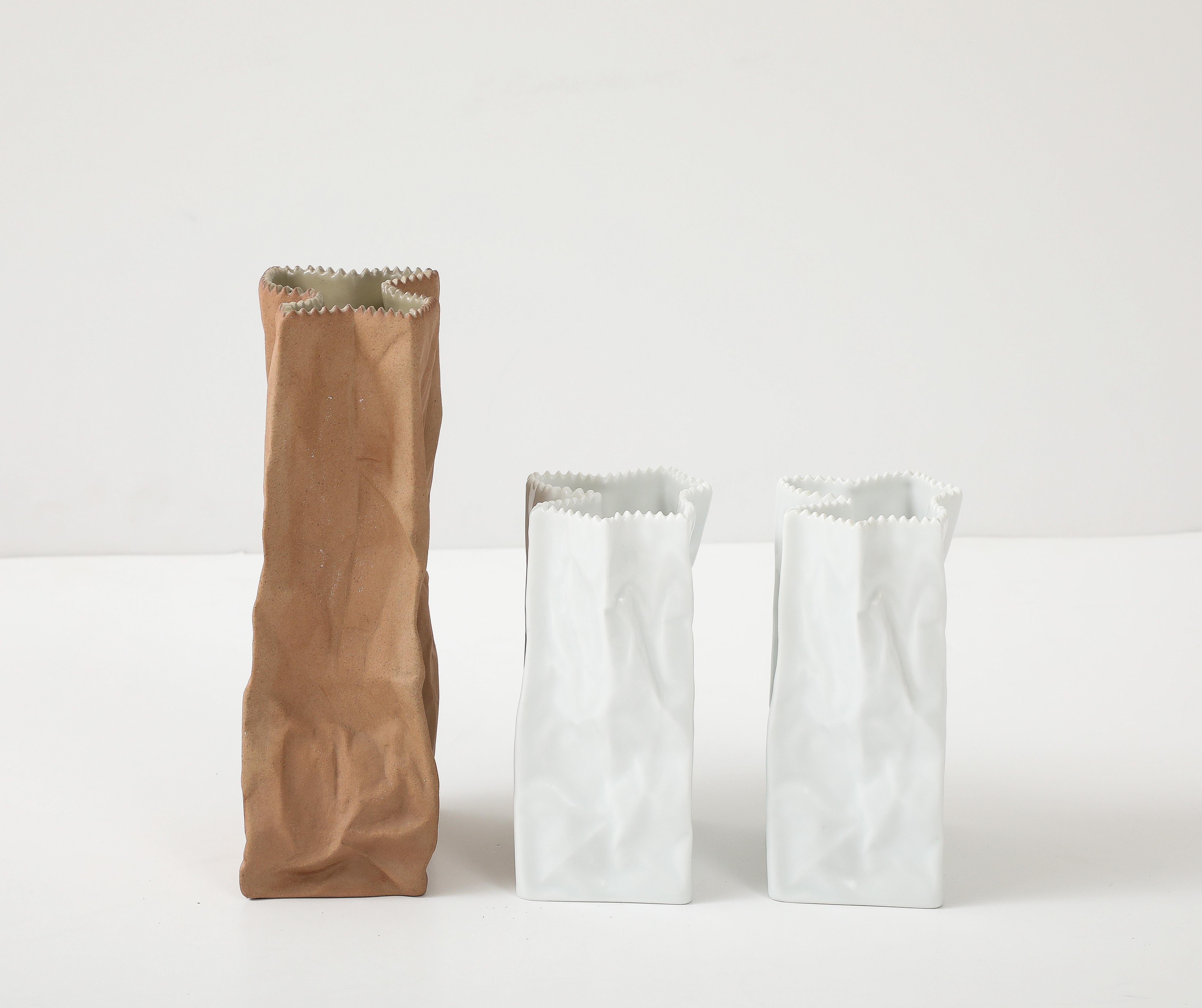 3 Tapio Wirkkala, Rosenthal Paper Bag Vases, 1970s For Sale 3