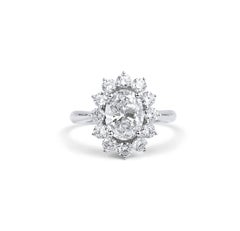 GIA Certified 2ct Natural Oval-Cut Diamond Halo Engagement Ring in 18K WhiteGold