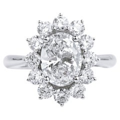 3 TCW G VS Oval Cut Diamond Engagement Cocktail Ring for Her, GIA Certified