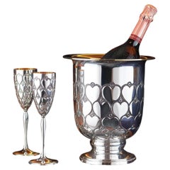 3-teiliges Champagner-Set „Cuori“ – 925 Sterling Silber, 24K vergoldet, Made in