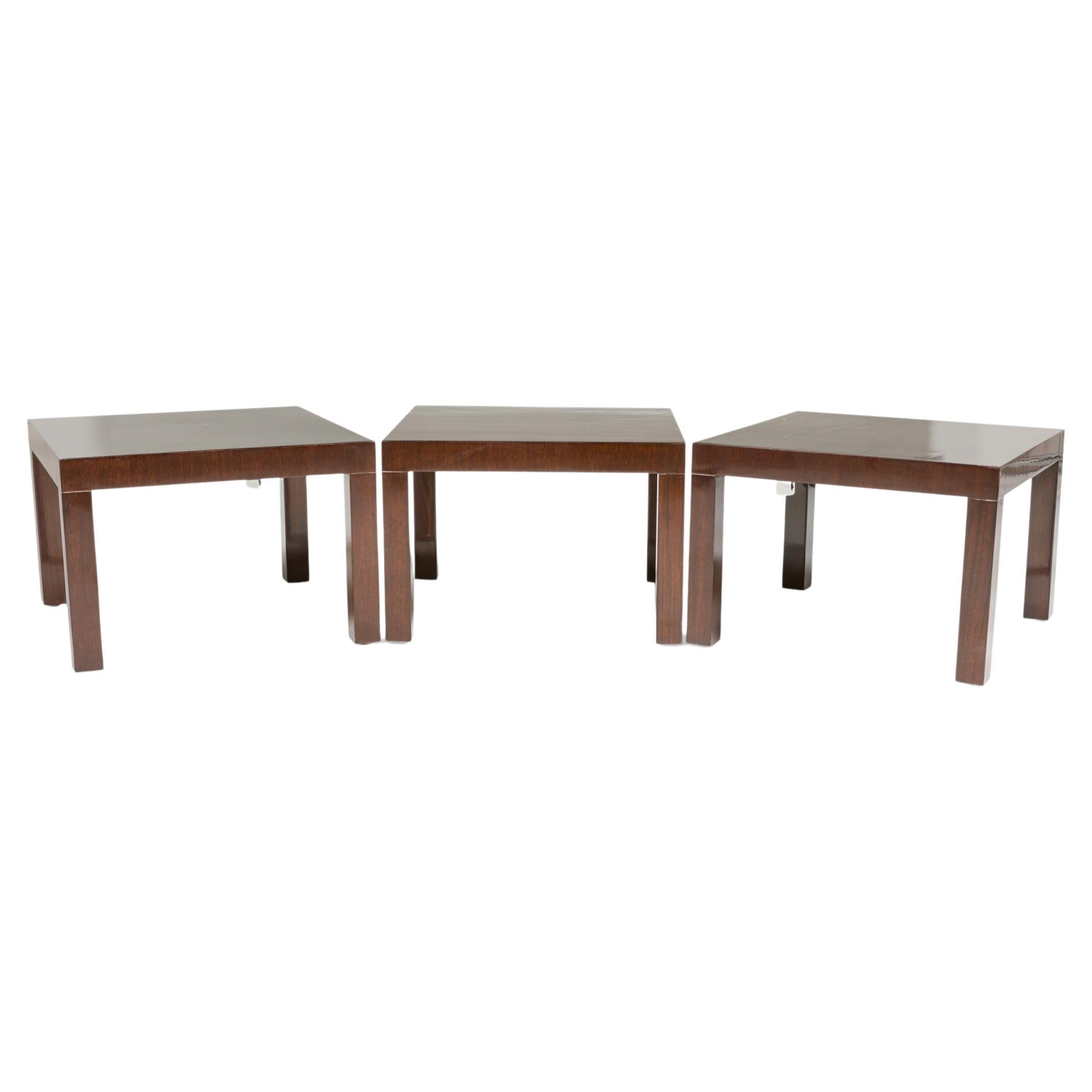 3 T.H. Robsjohn-Gibbings Walnut Parsons Design End Side Tables