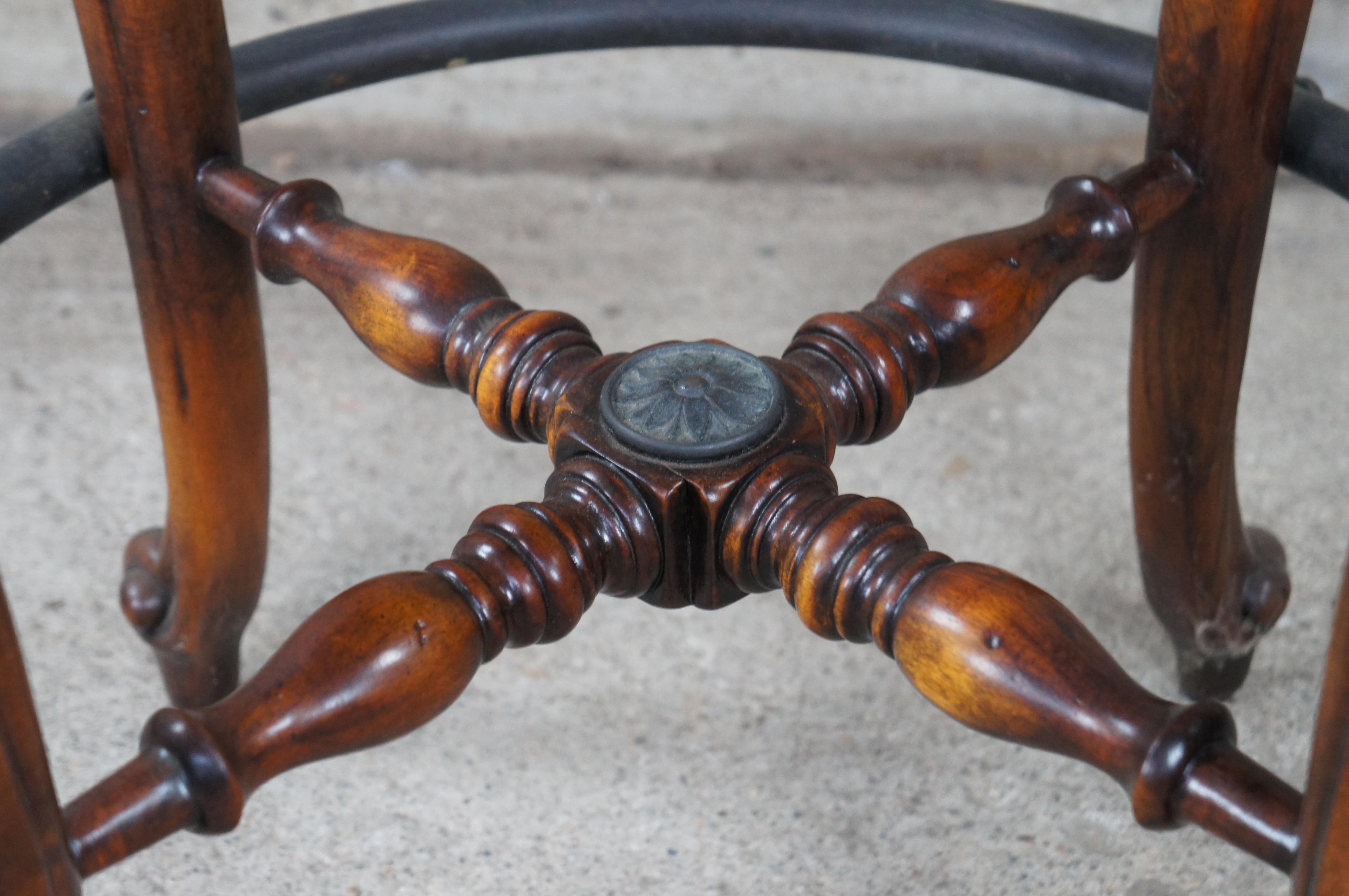 Brass 3 Theodore Alexander Napoleon III Mahogany Scoop Back Red Leather Bar Stool For Sale