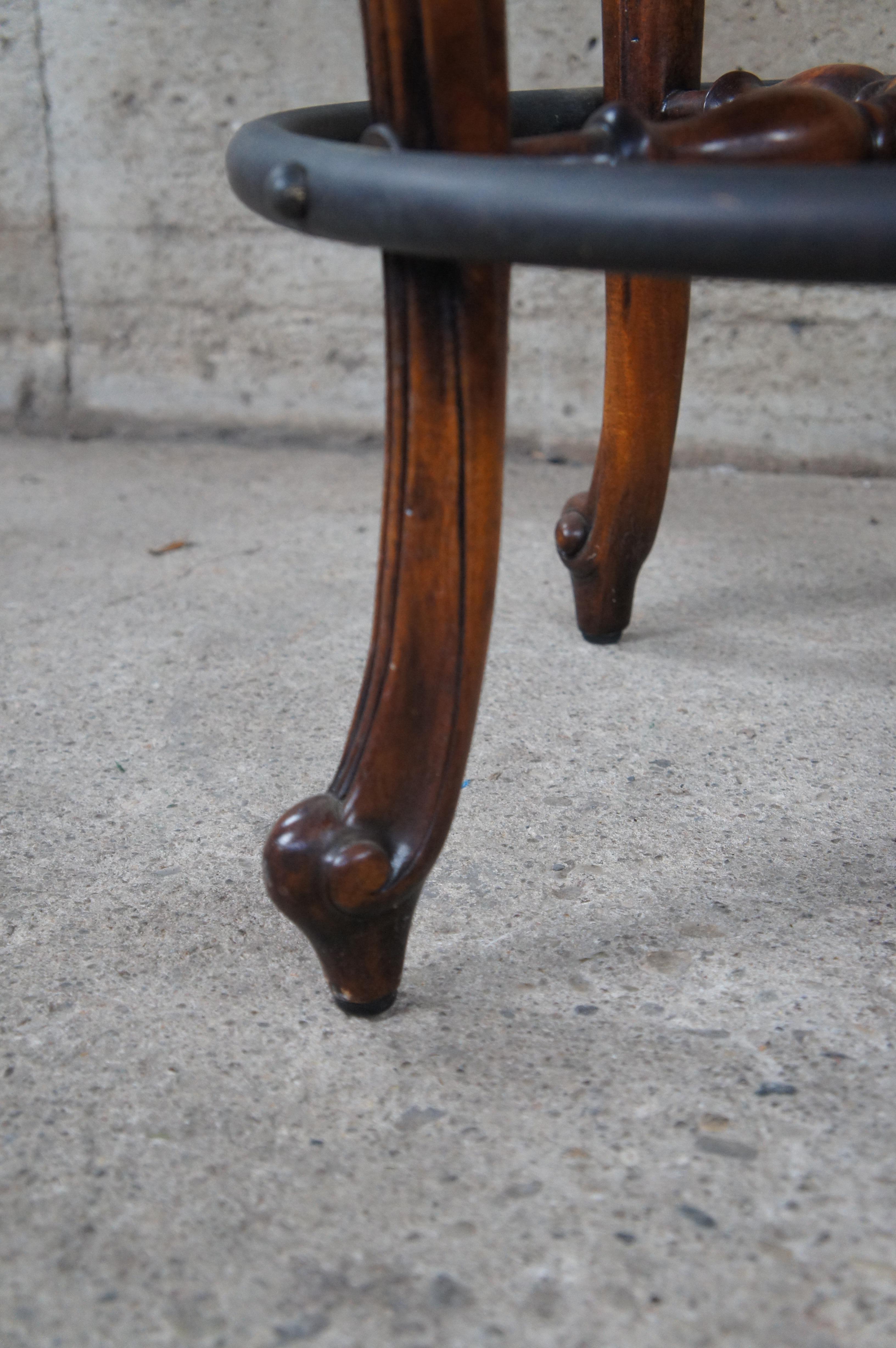 3 Theodore Alexander Napoleon III Mahogany Scoop Back Red Leather Bar Stool 3