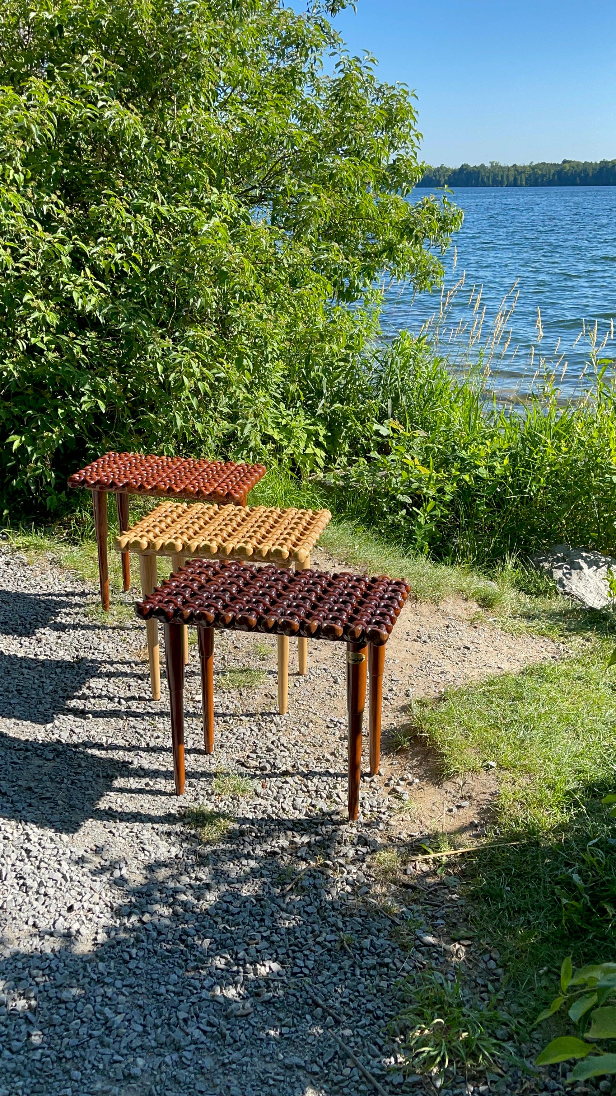 Bois dur Sapele massif de 3 pouces d'épaisseur - Finition à la main - Nœud sculptural organique moderne en vente 3