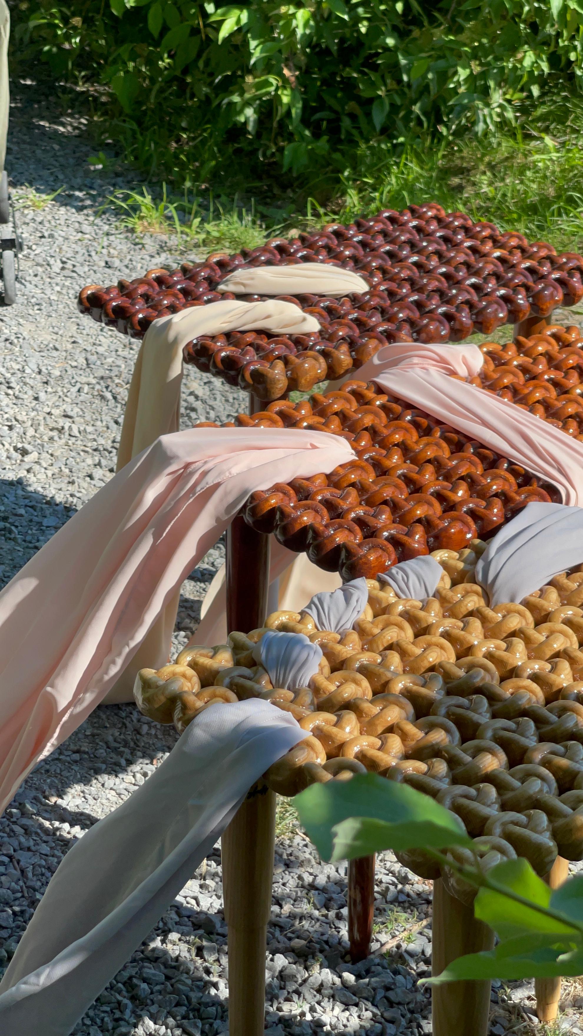 Bois dur Sapele massif de 3 pouces d'épaisseur - Finition à la main - Nœud sculptural organique moderne en vente 6