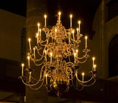 Lustre hollandais en laiton à 3 étages, modèle électrique du 17e siècle, avec 30 Lights H250xW230