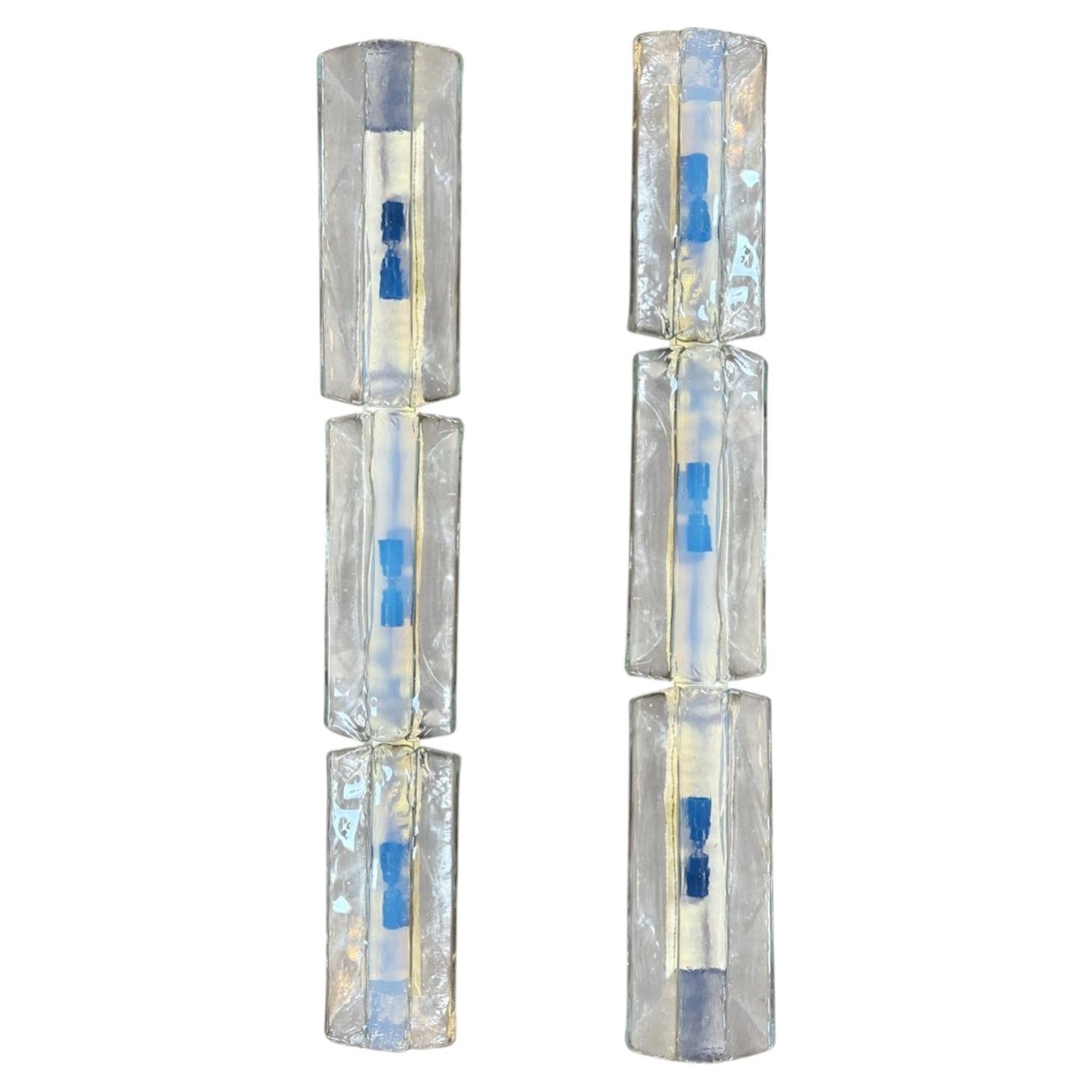 3 Tier 1970s Murano Glass Wall Sconces by Carlo Nason for AV Mazzega – Set of 2